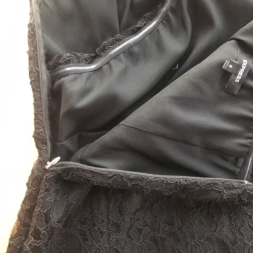 Express black strapless dress, lace overlay, sz 6 - Picture 4 of 8